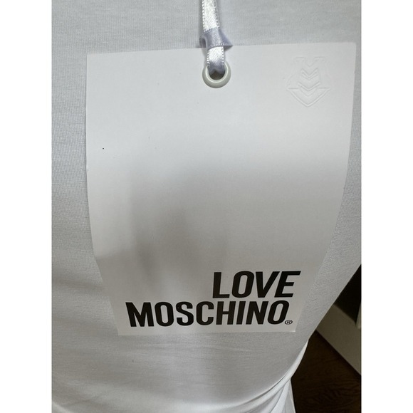 Love Moschino White Graphic Tee Et Voila Hand Print T-Shirt Size 2/38 NWT - Picture 4 of 9